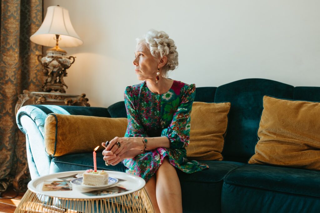 woman sitting in ambient lighting